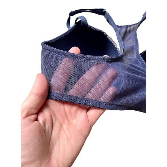 VICTORIA'S SECRET Favorite Push-up Bra Racer back Mesh Floral Lace 32D Purple  F - Picture 11 of 13